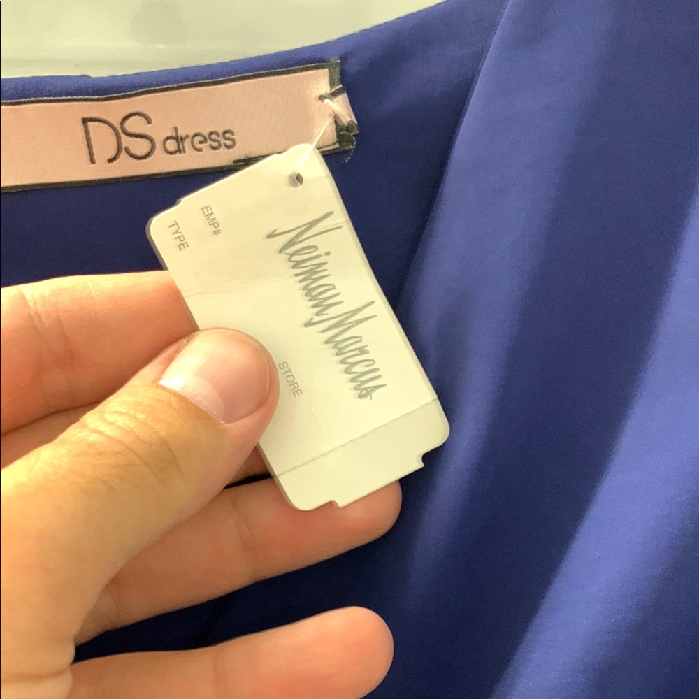 Blue Asymmetrical Ruched Sheath Dress - Picture 3 of 13